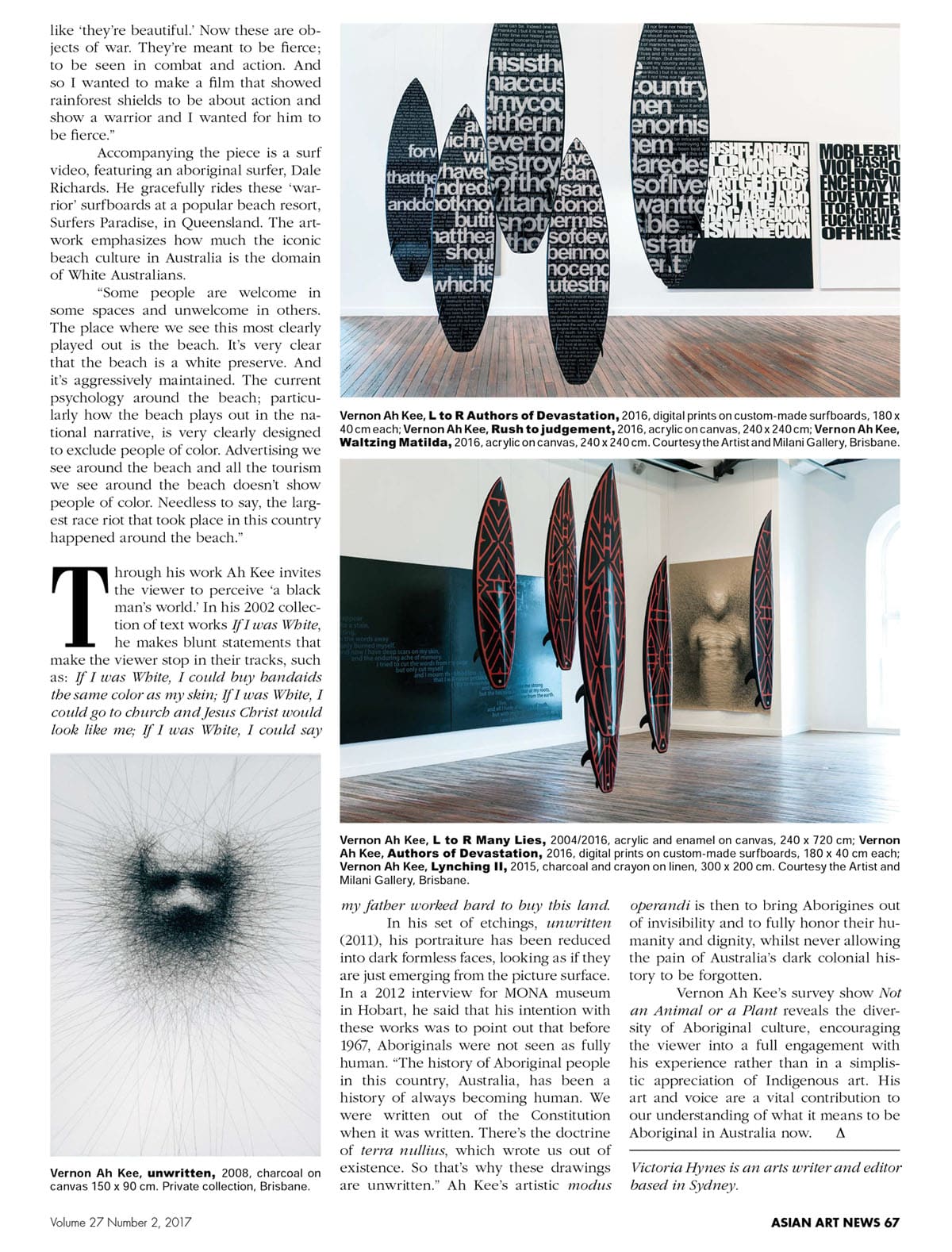 Arts Writer Victoria Hynes | Vernon Ah Kee - ‘Asian Art News’